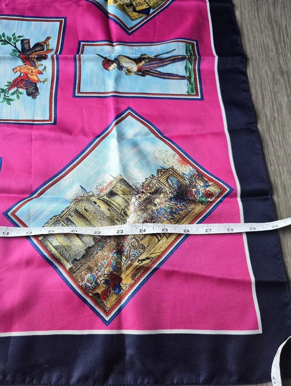 Vintage French Revolution Scarf Pink Bastille Liberty Bicentennial 1789 Square